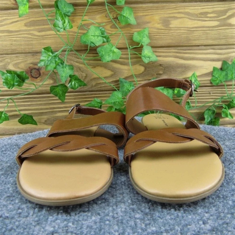 Time And Tru Women Ankle Strap Sandal Shoes‎ Brown Synthetic Size 7.5 Medium